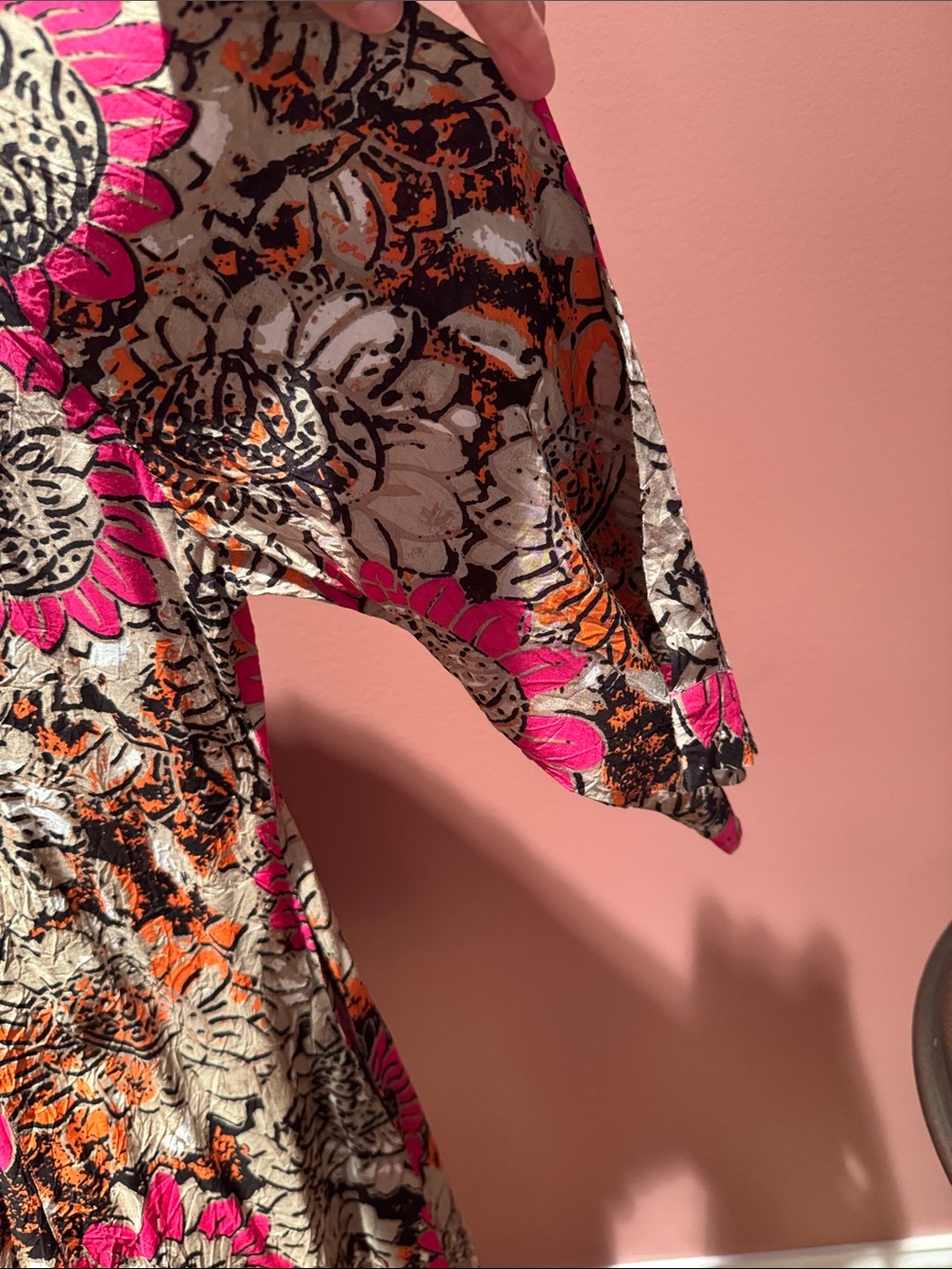 Masai Cerise Org Imorga Blouse Pink & Orange Flower Print - Size XL - NWT - Picture 5 of 9